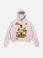 Bad Bunny Print Slant Pockets Hoodie