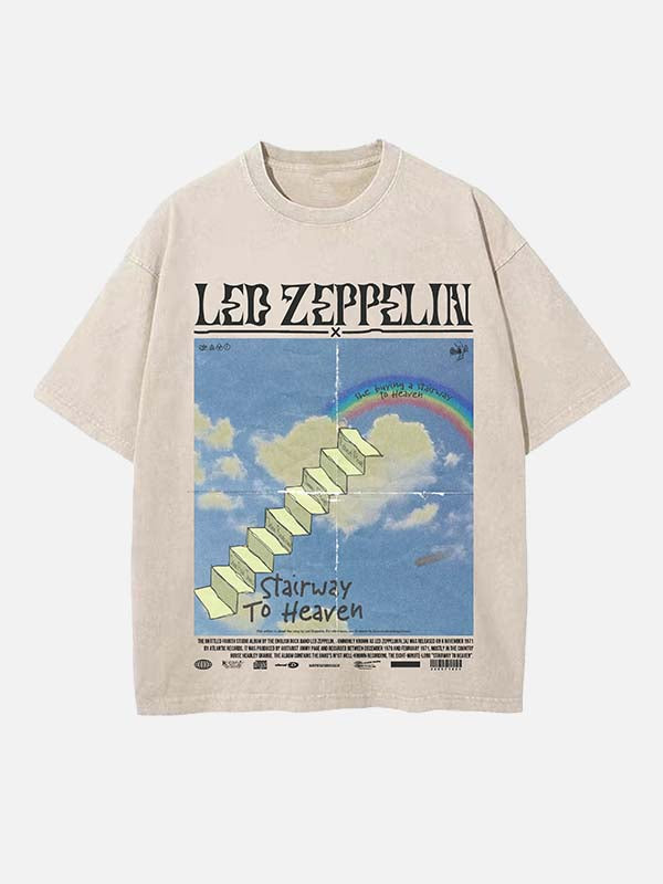Led Zeppelin Print Round Neck T-shirt