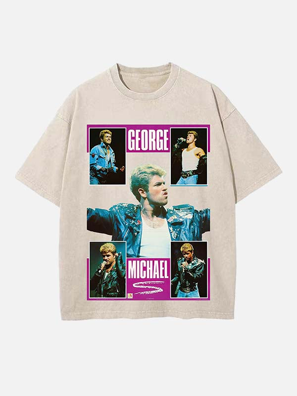 George Michael Wham! Print Round Neck T-shirt