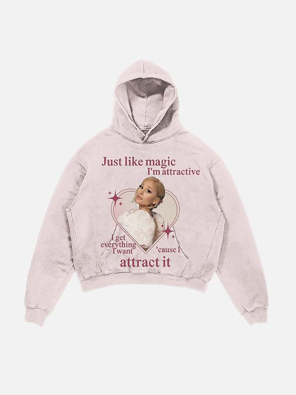 Ariana Grande Print Slant Pockets Hoodie