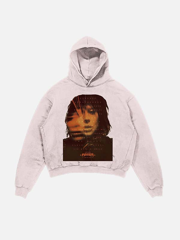 Lady Gaga Print Slant Pockets Hoodie