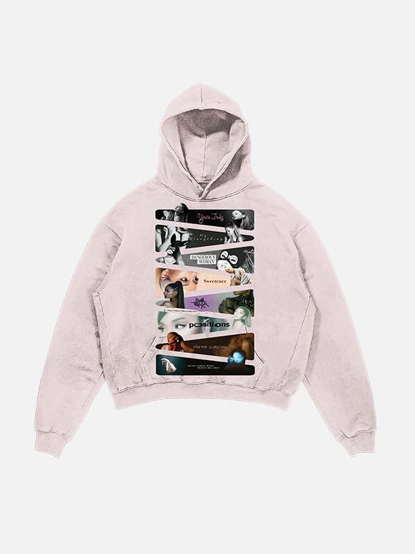 Ariana Grande Print Slant Pockets Hoodie