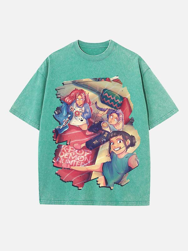 HUNTR/X Print Round Neck T-shirt