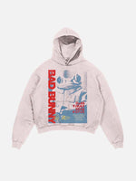 Bad Bunny Print Slant Pockets Hoodie