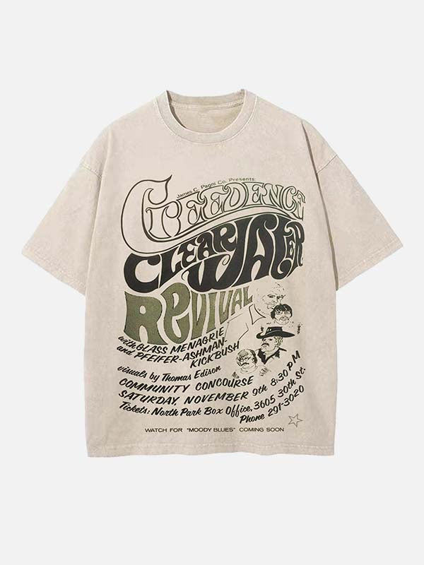 Creedence Clearwater Revival Print Round Neck T-shirt