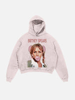 Britney Spears Print Slant Pockets Hoodie