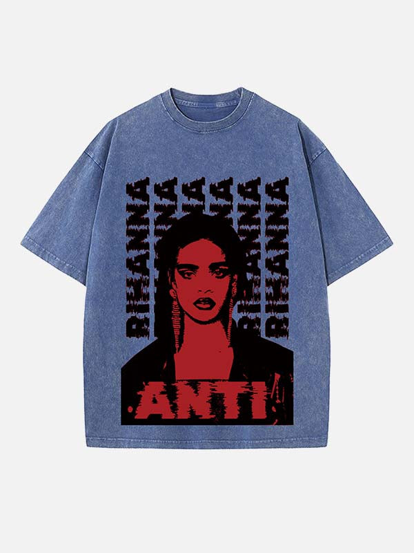 Rihanna Print Round Neck T-shirt