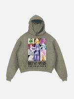 Britney Spears Print Slant Pockets Hoodie