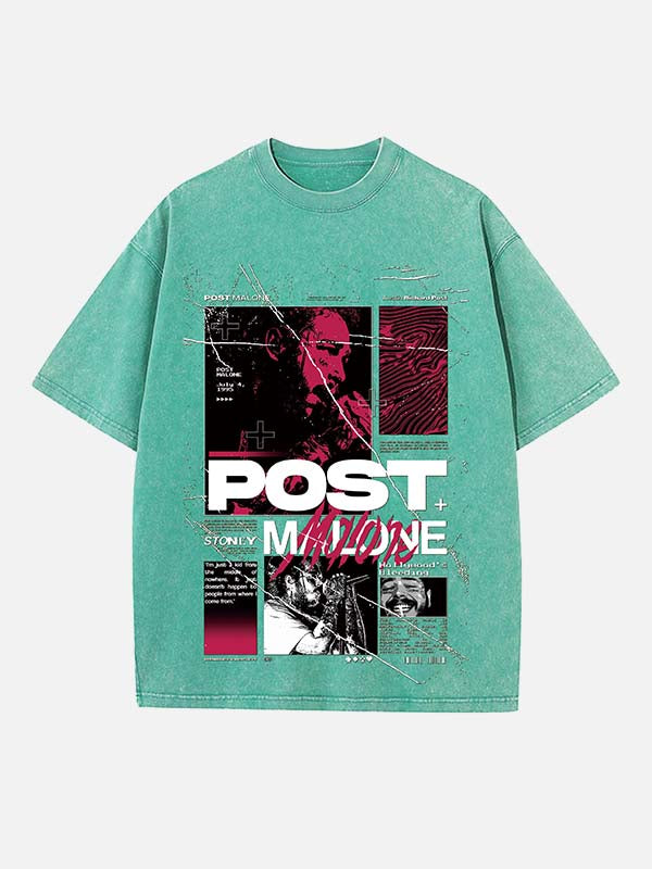 Post Malone Print Round Neck T-shirt