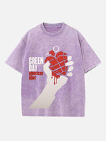 Green Day Print Round Neck T-shirt