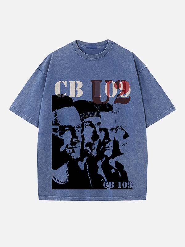 U2 Print Round Neck T-shirt