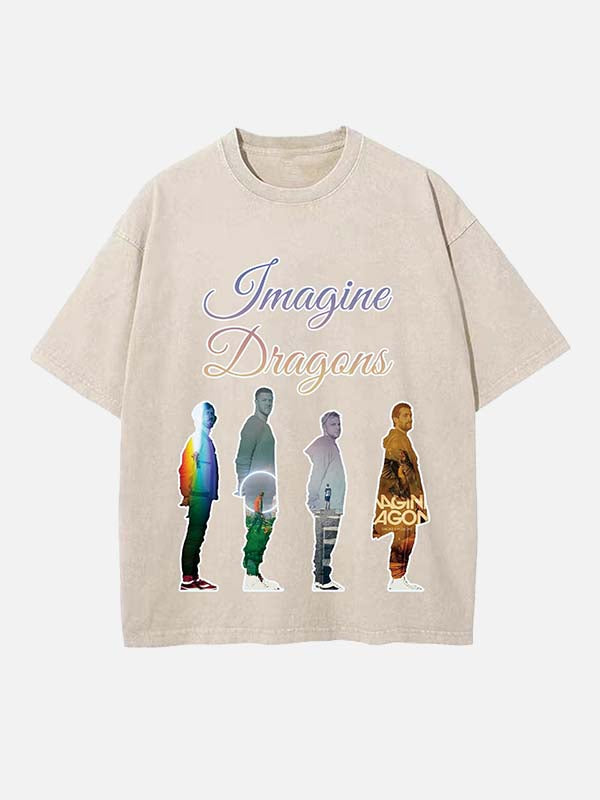 Imagine Dragons Print Round Neck T-shirt