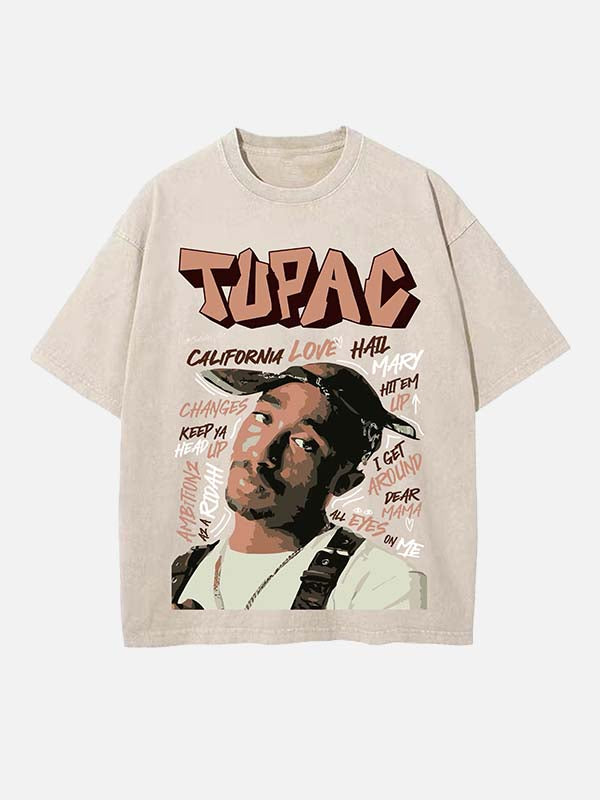 2Pac Print Round Neck T-shirt