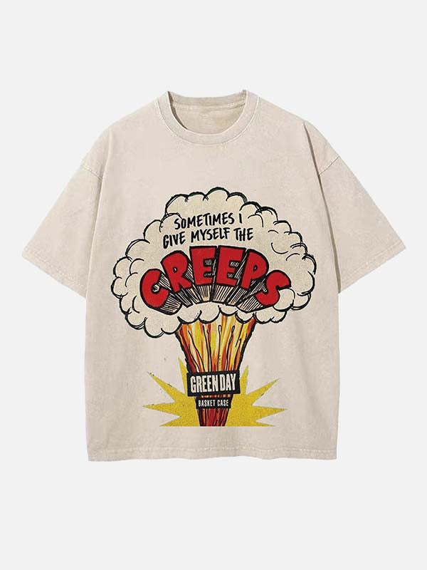 Green Day Print Round Neck T-shirt