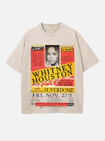 Whitney Houston Print Round Neck T-shirt