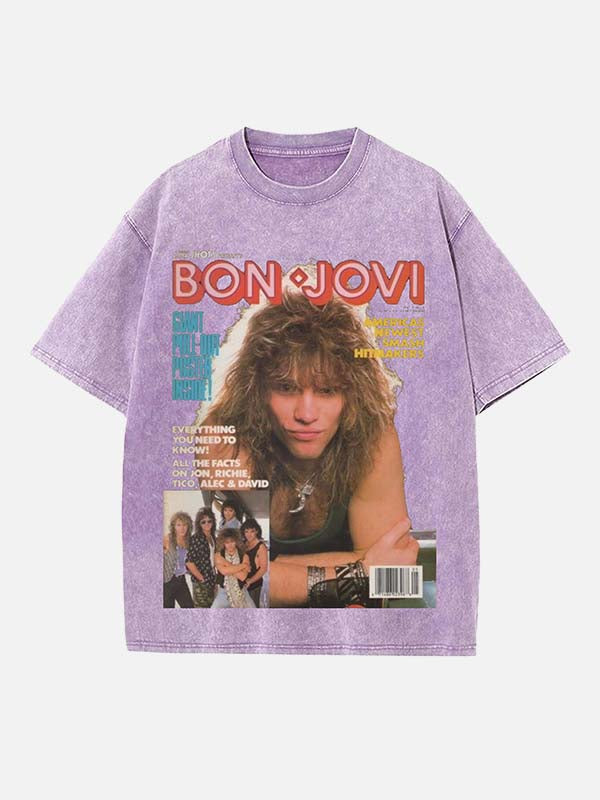 Bon Jovi Print Round Neck T-shirt