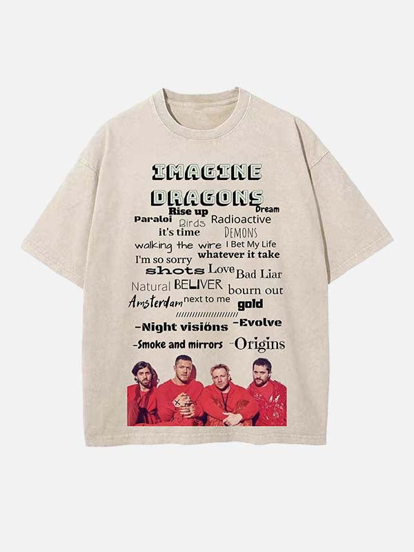 Imagine Dragons Print Round Neck T-shirt