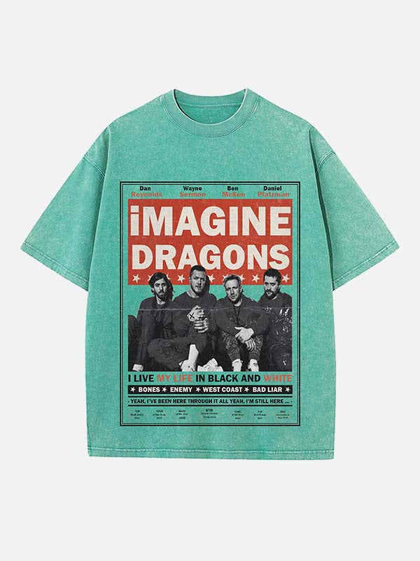 Imagine Dragons Print Round Neck T-shirt