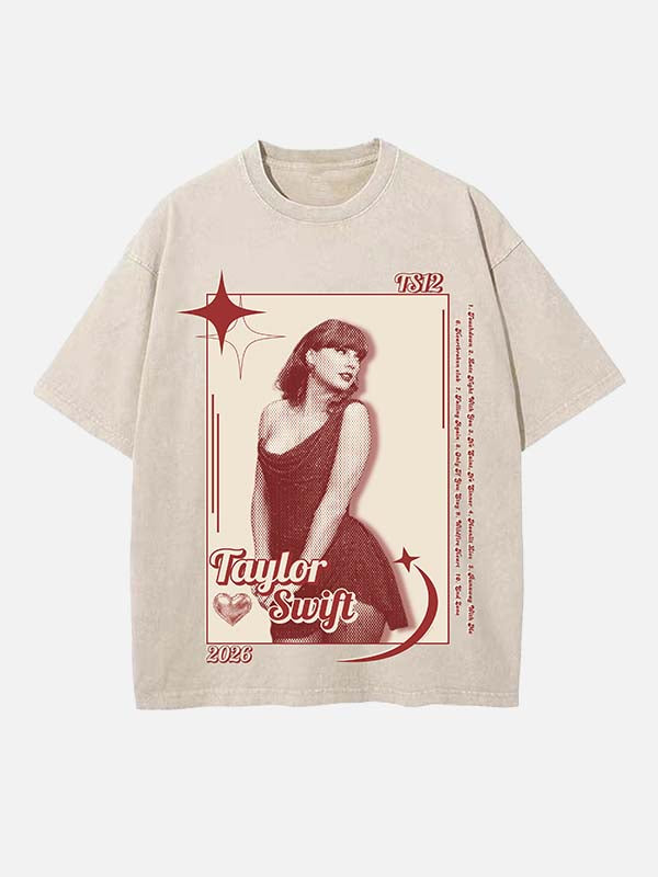 Taylor Swift Print Round Neck T-shirt