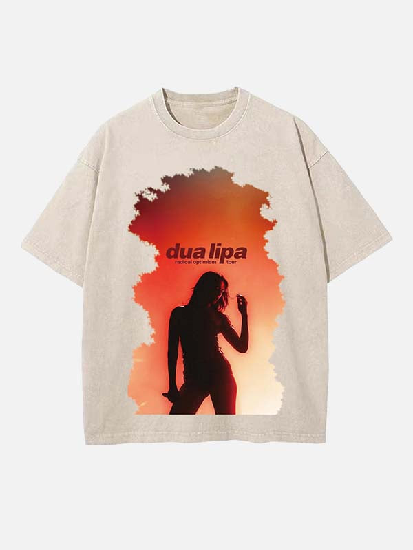 Dua Lipa Print Round Neck T-shirt