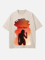 Dua Lipa Print Round Neck T-shirt