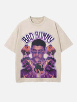 Bad Bunny Print Round Neck T-shirt