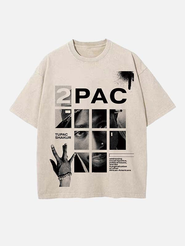 2Pac Print Round Neck T-shirt