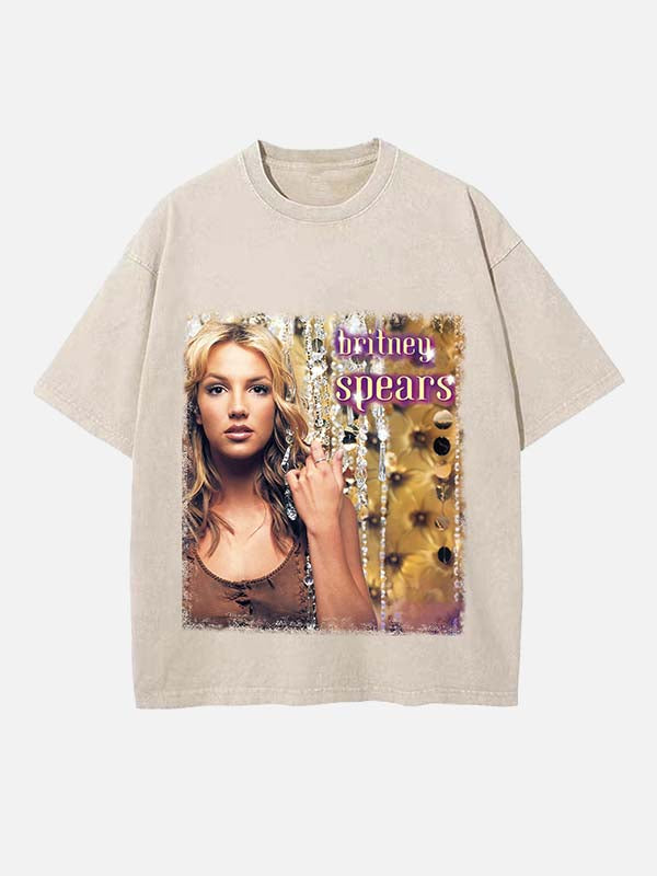 Britney Spears Print Round Neck T-shirt