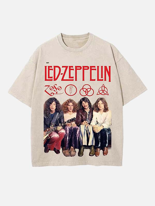 Led Zeppelin Print Round Neck T-shirt