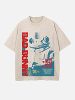 Bad Bunny Print Round Neck T-shirt