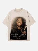 Whitney Houston Print Round Neck T-shirt