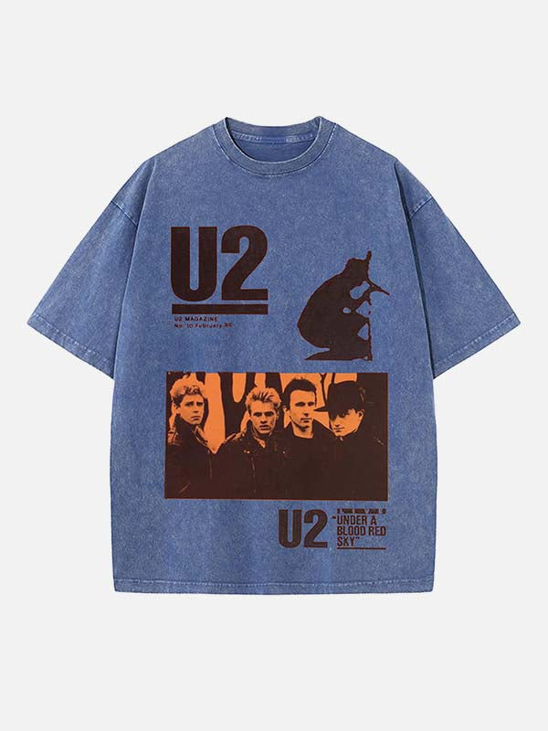 U2 Print Round Neck T-shirt