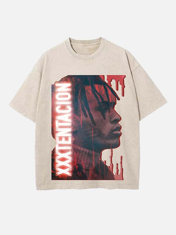 XXXTENTACION Print Round Neck T-shirt