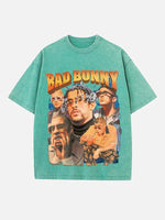 Bad Bunny Print Round Neck T-shirt