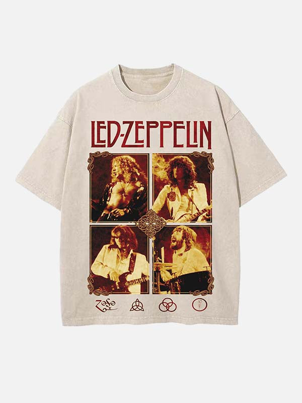 Led Zeppelin Print Round Neck T-shirt