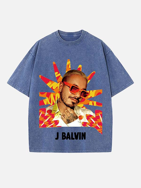 J Balvin Print Round Neck T-shirt
