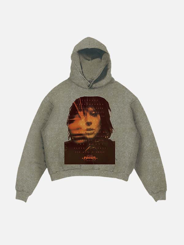 Lady Gaga Print Slant Pockets Hoodie