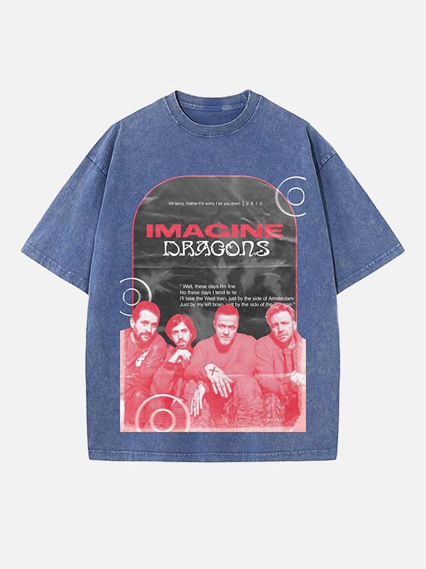 Imagine Dragons Print Round Neck T-shirt