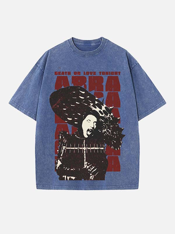 Lady Gaga Print Round Neck T-shirt
