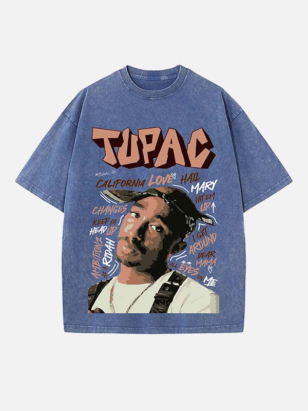 2Pac Print Round Neck T-shirt
