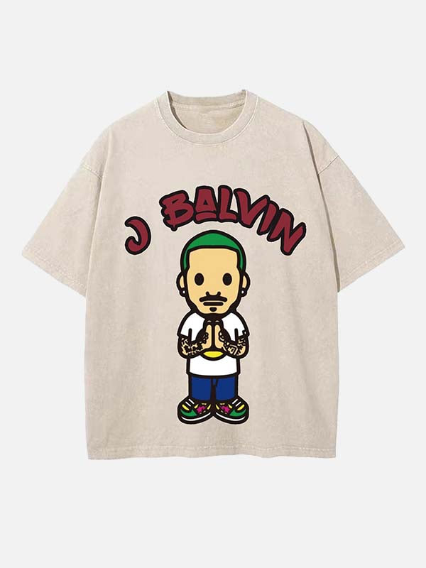J Balvin Print Round Neck T-shirt