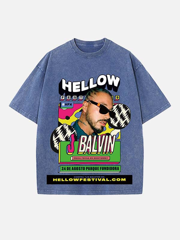 J Balvin Print Round Neck T-shirt