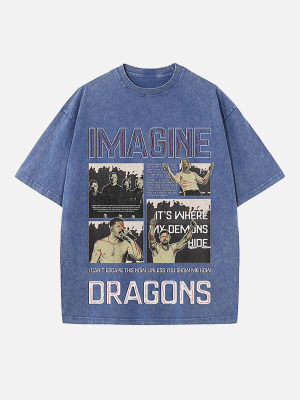 Imagine Dragons Print Round Neck T-shirt