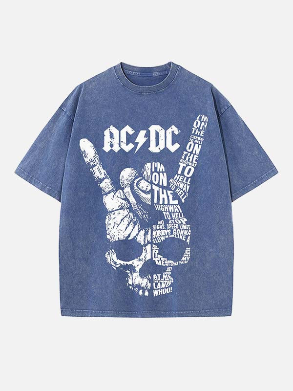 AC/DC Print Round Neck T-shirt