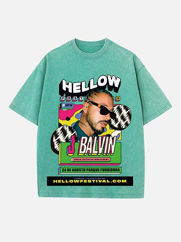 J Balvin Print Round Neck T-shirt