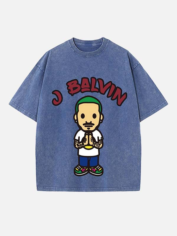 J Balvin Print Round Neck T-shirt