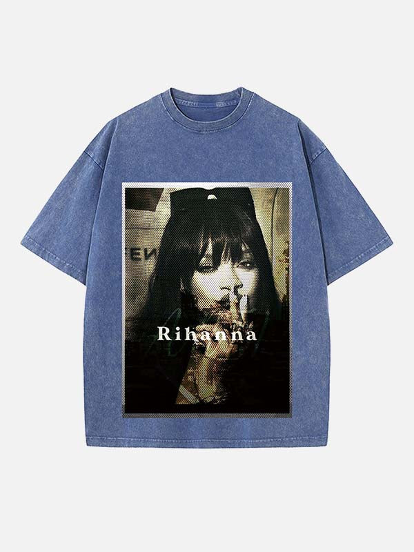 Rihanna Print Round Neck T-shirt