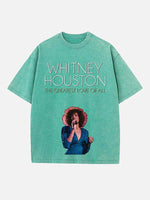 Whitney Houston Print Round Neck T-shirt