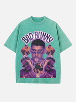 Bad Bunny Print Round Neck T-shirt