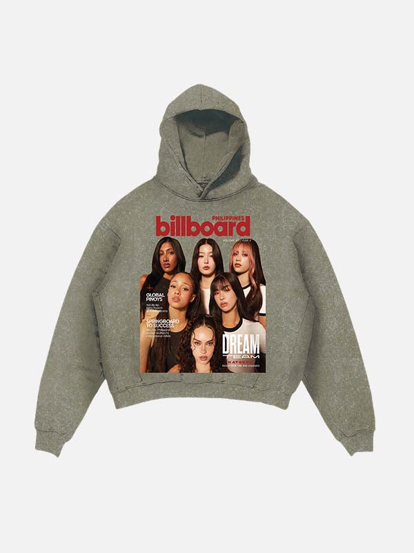 KATSEYE Print Slant Pockets Hoodie